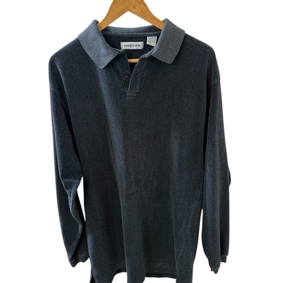 CheReskin Men’s Shirt Two Button Pullover Size L Long Sleeve  Cotton Blend - Picture 1 of 3